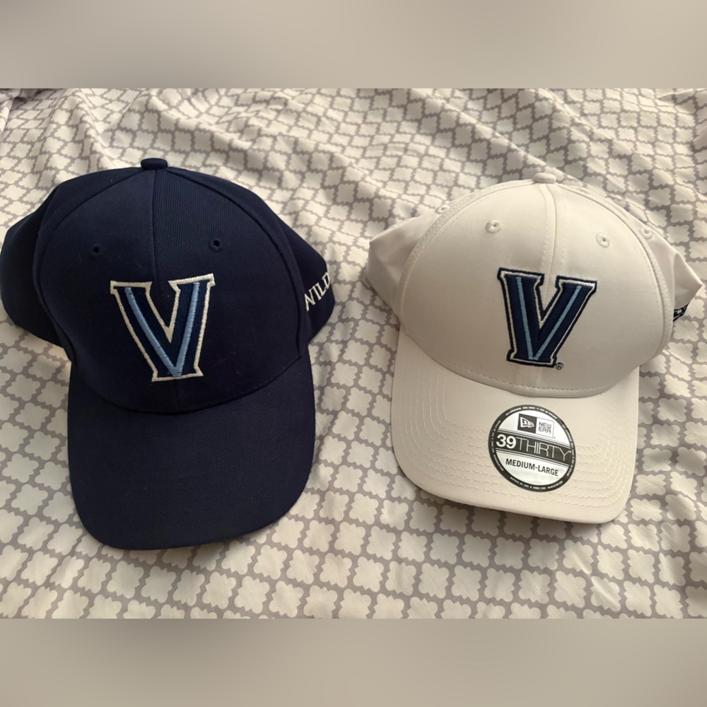 Set of 2 Villanova University caps with Embroidered Wildcat Logo; One BRAND NEW!